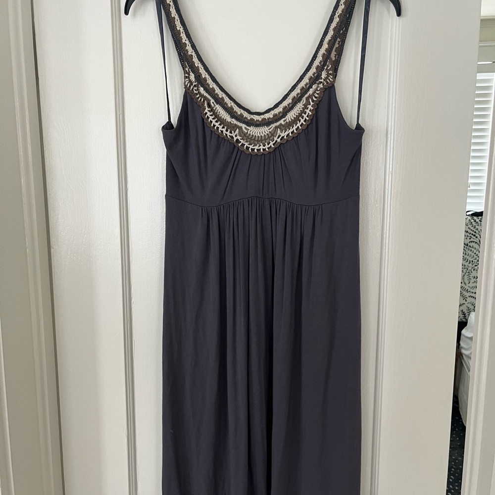 BCBG Maxazria Gray Sleeveless Dress with Lace Detail, Size M
